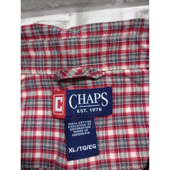 Chaps Shirt Mens XL Red Gray Button Up Long Sleeve Casual Men Est 1978 - Picture 7 of 10